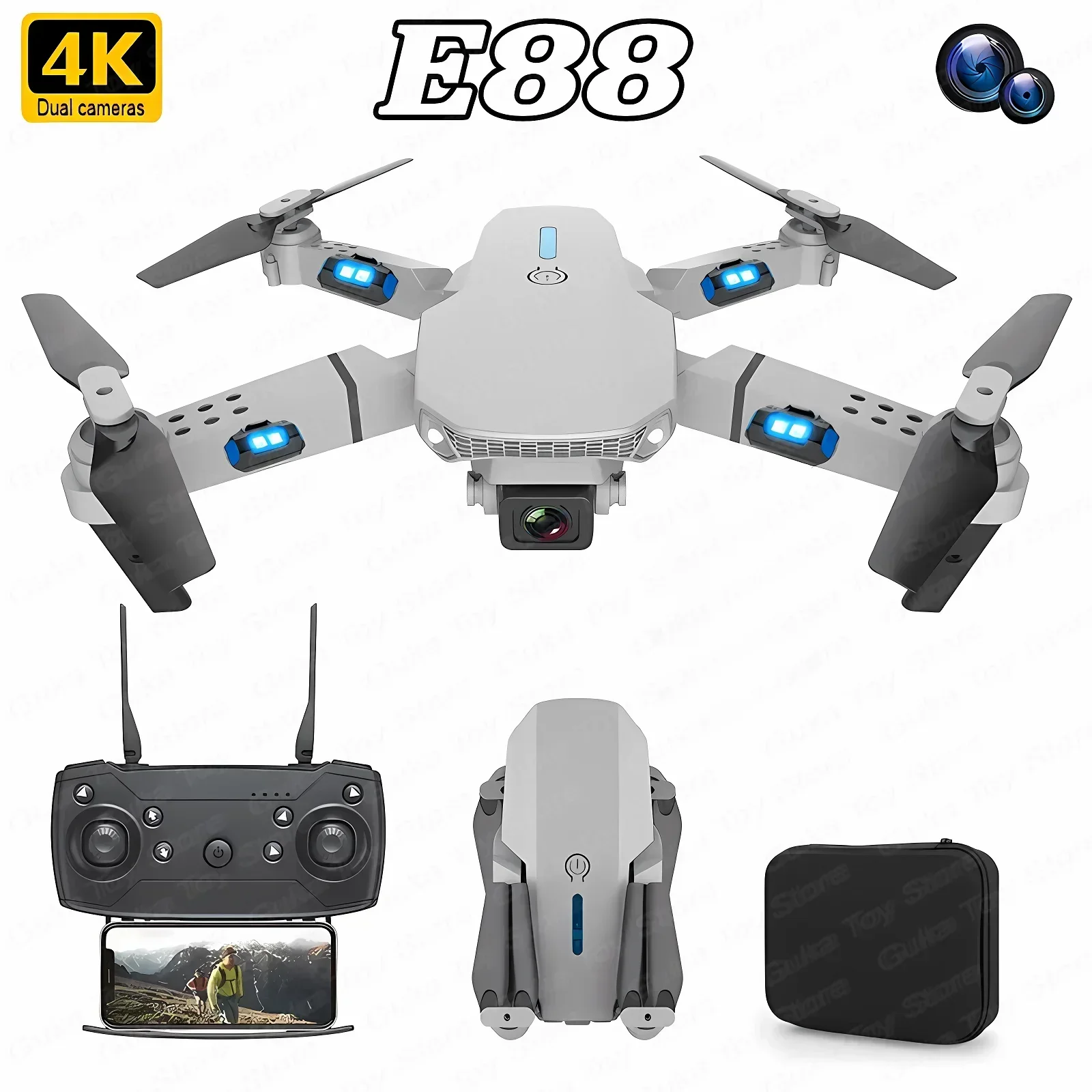 E88 Pro WIFI FPV Droneมุมกว้าง - Drone Ae Rc บทวิจารณ์และราคา
